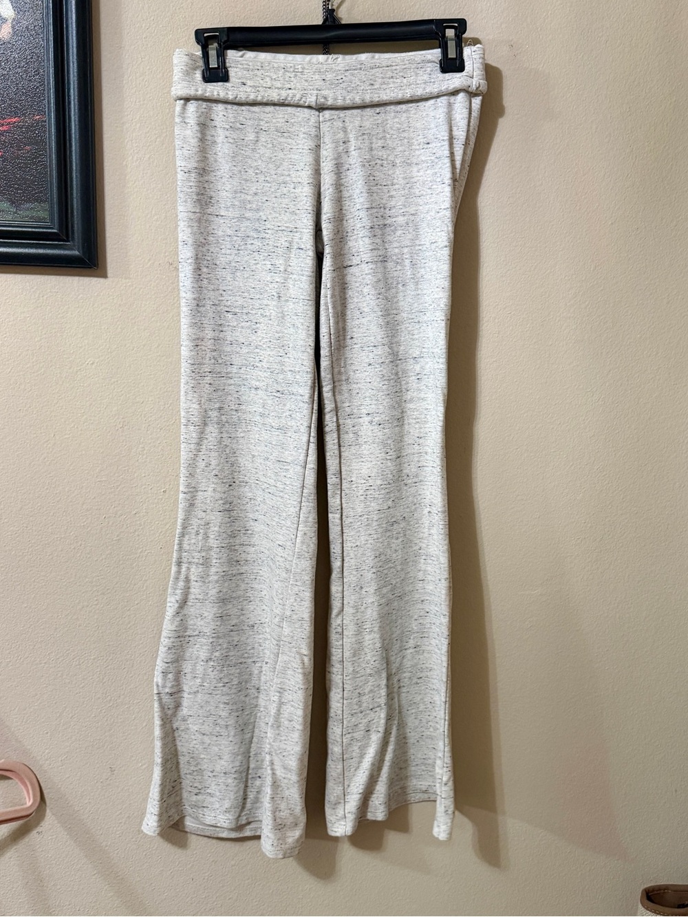 Women's Cream Speckled Knit Wide-Leg Pants